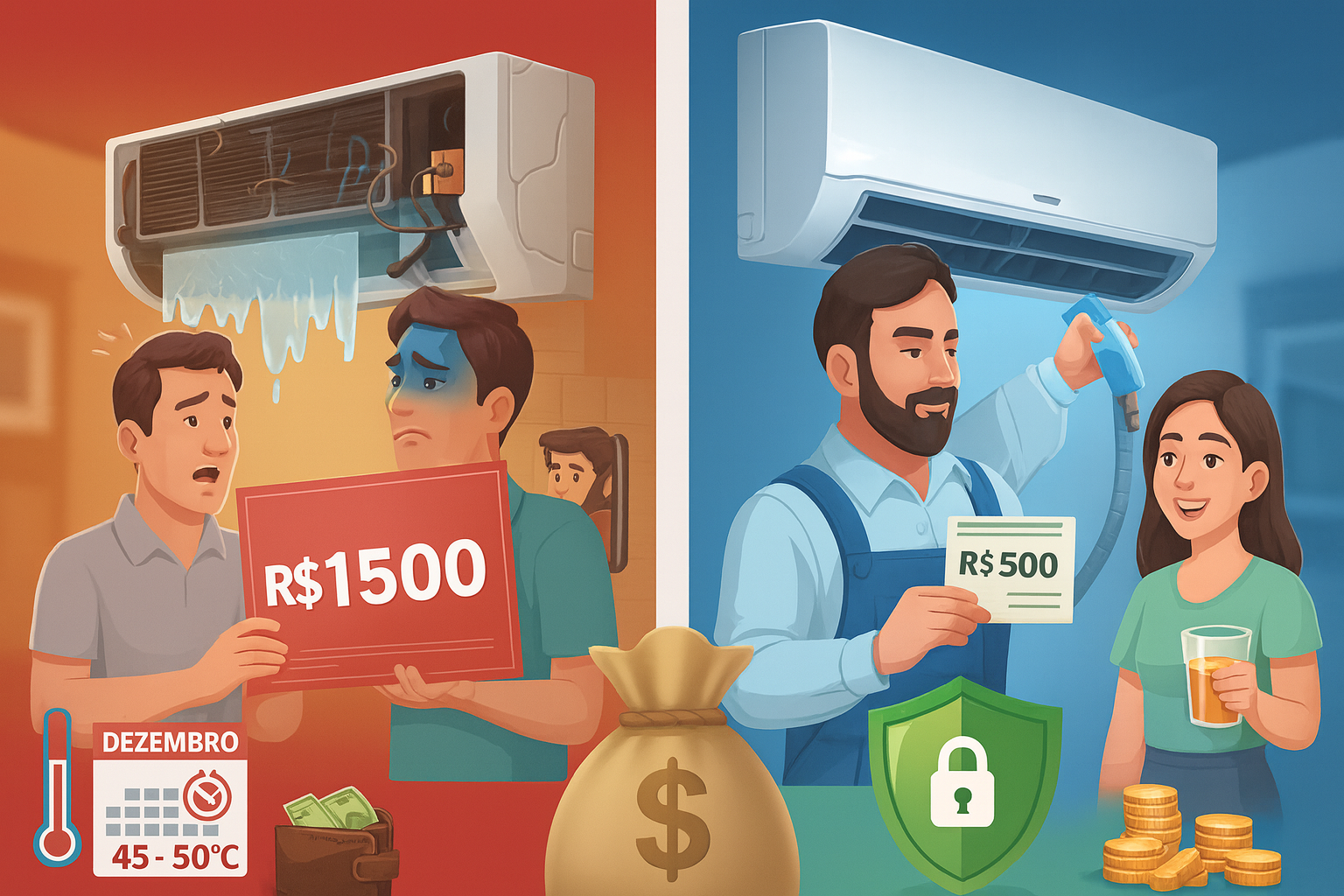 Ar-Condicionado Parou no Meio do Verão Por Que a ‘Manutenção Corretiva de Emergência’ Custa 3x Mais (e Como Evitar)